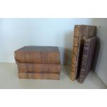 THree leather bound volumes, History of England, Hume and Hume and Smollett continuation to 1859,