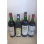 Four bottles of red wine - 1973 Saint Ferdinand, 1982 Chateau Moulin de Brion, 1986 Chateau