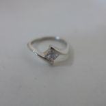 A 950 platinum diamond ring, size J, approx 3.5 grams, in good condition