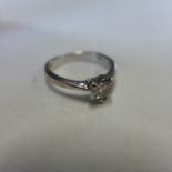 An 18ct white gold solitaire heart diamond ring, size K, approx 3.2 grams - in generally good