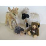 Four Steiff animals including Joggi, Snucki miniature Teddy Baby