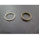 Two 22ct wedding bands, sizes M and O 1/2 - weight approx 4.7 grams - used condition