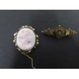 A 9ct gold and diamond Victorian style brooch stamped 9ct, width 4.2cm, weight 2.3 grams, pin not