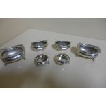 Three pairs of silver salts, none with liners, including Joseph Gloster 1899 - total weight approx