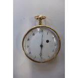 An 18ct yellow gold open face repeating pocket watch, the back plate marked FLB 1326T K18 - 52mm