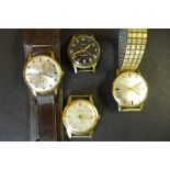 Four gents gold plated watches, to include Limit, Nidor and Systema, all running, and Kienzle not