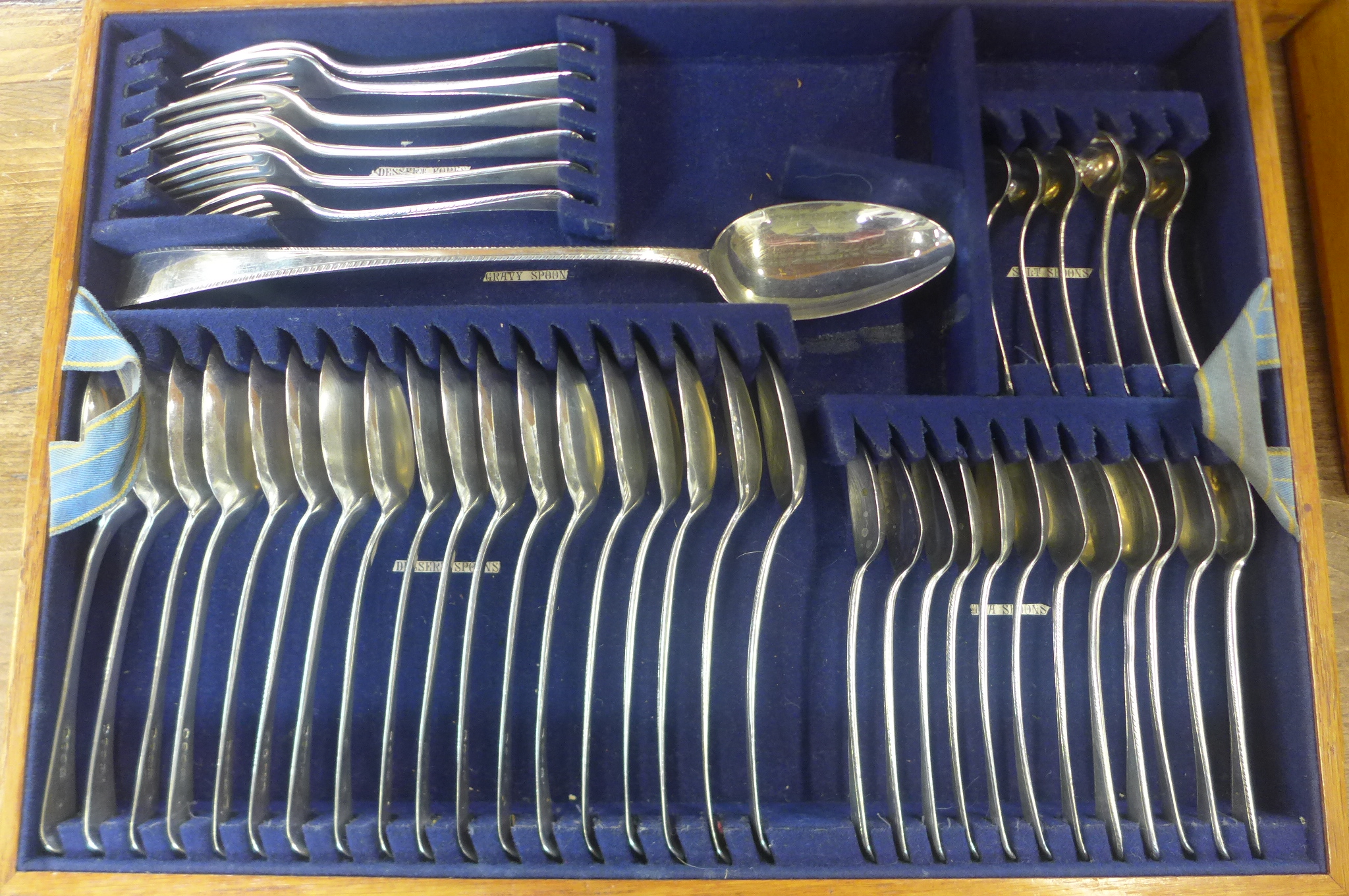 A 105 piece silver canteen of Georgian flatware, mainly by William Eley and William Fearn, London - Image 5 of 12