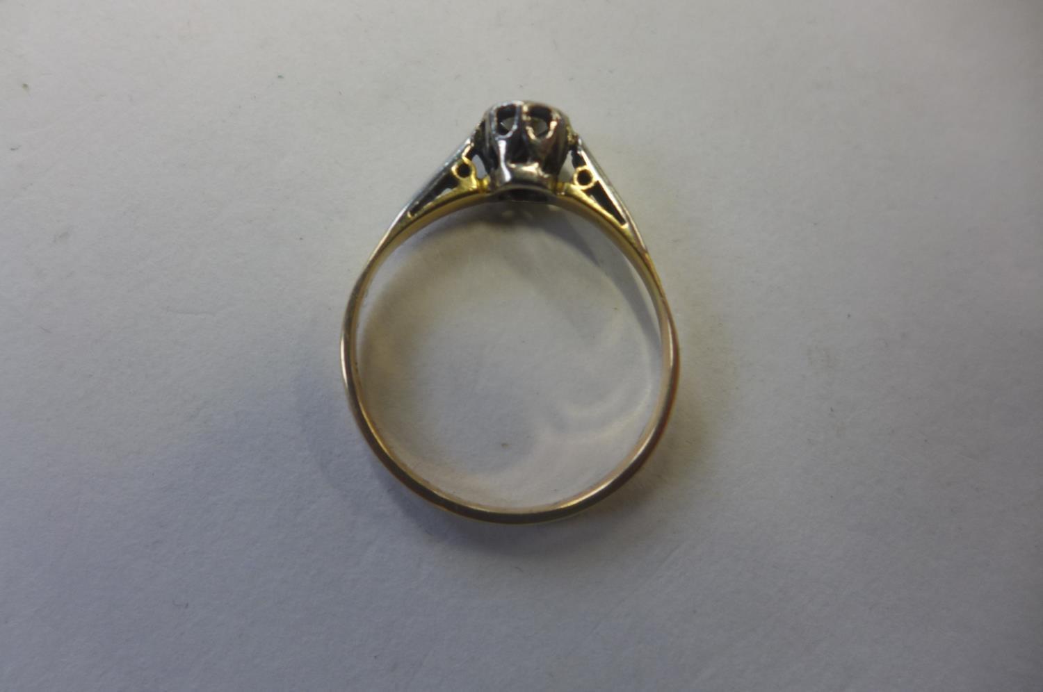 An 18ct gold diamond solitaire ring, marked 18ct, size P, approx 2.2 grams, some general usage - Image 2 of 2