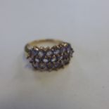 A 9ct hallmarked tanzanite set ring, size N, approx 3.8 grams, generally good