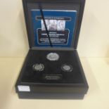 A boxed Bradford Exchange Britain's longest reigning monarchs silver three coin set