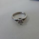 An 18ct hallmarked white gold solitaire diamond ring, diamond approx 0.45ct, ring size M, approx 4.4