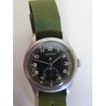 A Vertex chrome cased 'Dirty Dozen' military watch with black dial and subsidiary second dial at 6