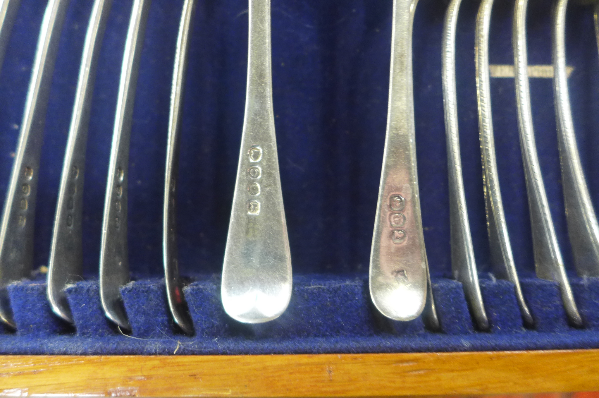 A 105 piece silver canteen of Georgian flatware, mainly by William Eley and William Fearn, London - Image 7 of 12