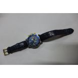 A gents Zenith El Primo Rainbow bi metal chronograph automatic wristwatch with blue dial and bezel