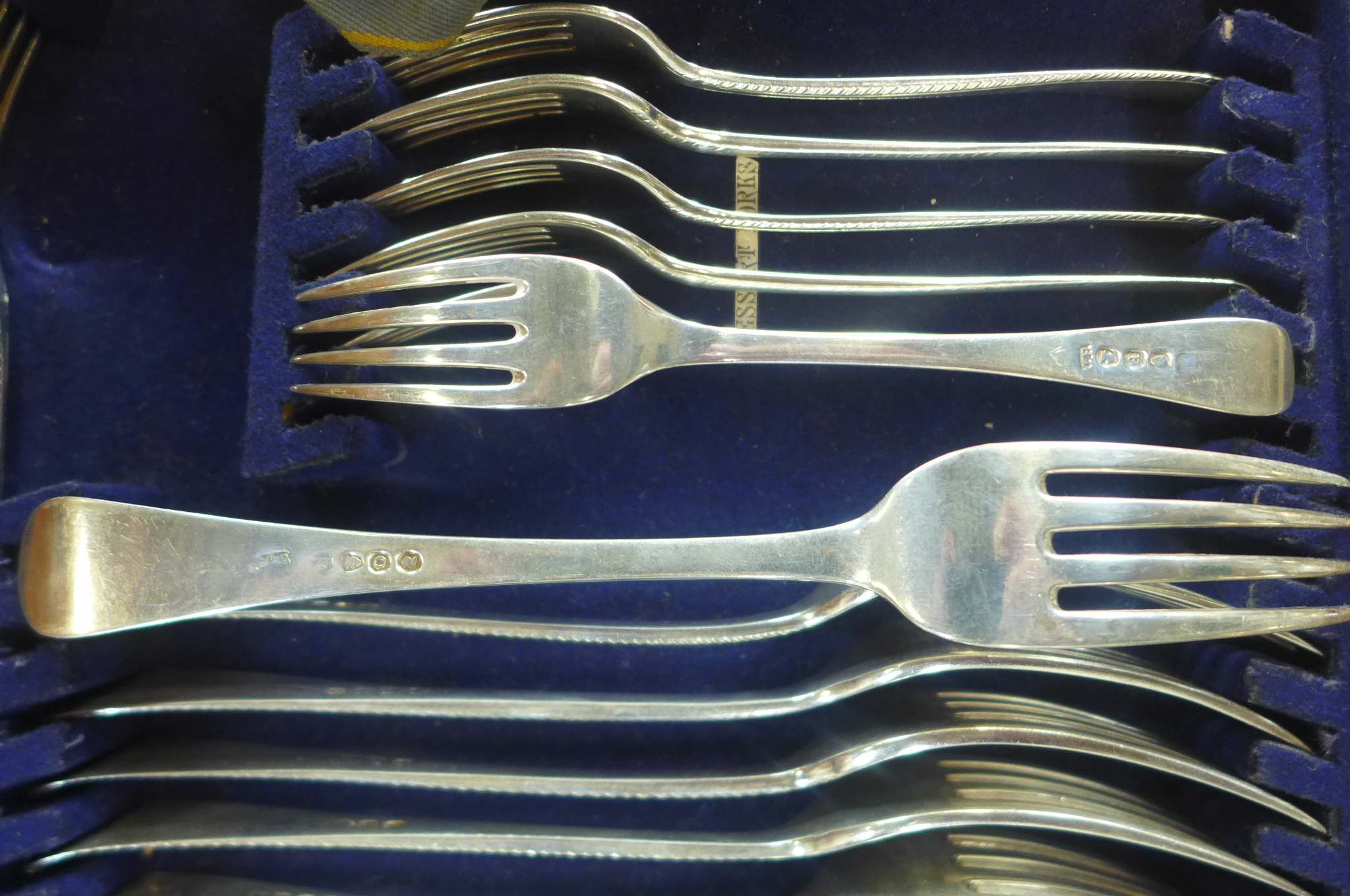 A 105 piece silver canteen of Georgian flatware, mainly by William Eley and William Fearn, London - Image 3 of 12