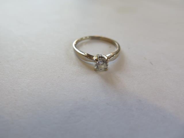 An 18ct white gold solitaire ring, diamond approx 0.34ct, ring size N/O, approx 2.8 grams, diamond