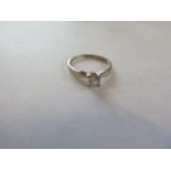 An 18ct white gold solitaire ring, diamond approx 0.34ct, ring size N/O, approx 2.8 grams, diamond