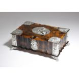 λ A Dutch colonial tortoiseshell and silver mounted casket in 17th century style, ripple moulded,