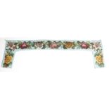 A Victorian bead work pelmet, decorated with roses, lilies and chrysanthemums, 60.7 x 213cm.