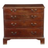 A George III mahogany chest, the top with an applied moulded edge, above four long graduated drawers