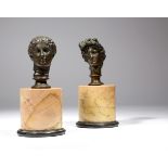 Two 19th century French bronze Grand Tour busts of classical ladies by Barbedienne, stamped 'F.