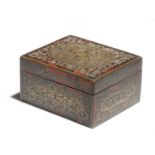 λ A Victorian tortoiseshell and brass boulle marquetry box by Asprey, the lid with initials 'A.M.G',