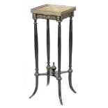 A late 19th century French ebonised and giltmetal mounted jardiniere stand, with an onyx top, 80.9cm