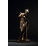 After Albert Ernest Carrier-Belleuse (French 1824-1887). A bronze model of Psyche, standing