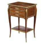 A French mahogany table en chiffoniere, with brass mounts, the crossbanded and quarter veneered