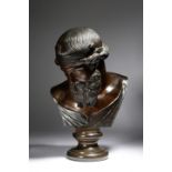 After the antique. A late 19th century Italian Neapolitan bronze Grand Tour bust of Plato by Sommer,