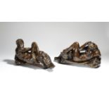 After Michelangelo Buonarroti (Italian 1475-1564). A pair of French bronze and parcel gilt Grand