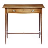 λ A George III mahogany serpentine side table, fitted with a rosewood banded frieze drawer,