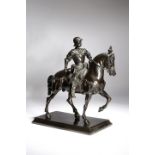 After Andrea del Verrocchio (Italian 1435-1488). A 19th century bronze Grand Tour equestrian group