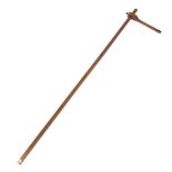 A brass mounted horse measuring stick by John Rabone & Son, with an adjustable arm and with a