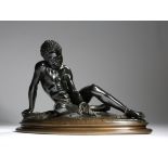 Charles Auguste Lebourg (French 1829-1906). A 19th century bronze orientalist group, of a young