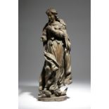 A large 17th century German carved limewood figure of the Virgin of the Immaculate Conception,