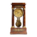 A Louis Philippe mahogany portico clock by Stevenard of Boulogne, the eight day brass drum