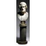 After the antique. An early 19th century Italian white marble Grand Tour bust of Homer, with a