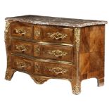 λ A Louis XV rosewood serpentine commode attributed to Francois Lebesgue, with later ormolu mounts