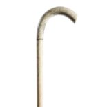 A 19th century sailor's whalebone walking cane, with a shepherd's crook handle and with a baleen