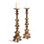 A pair of Italian giltwood altar candlestick style table lamps, 20th century, 69.8cm high. (2)