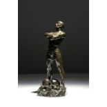 Paul Moreau-Vauthier (French 1871-1936). A French bronze 'The Champion', a standing figure of a