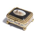 A late 19th century Italian micromosaic and gilt metal Grand Tour casket, the lid inlaid with the