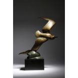 ‡Andre Vincent Becqurel (French 1893-1981). An Art Deco bronze model of a seagull in flight, the