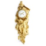 A Napoleon III ormolu cartel clock in Louis XV style, the eight day brass cased drum movement