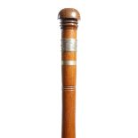 Naval interest. An Australian teak walking cane, made from the wood of 'H. M. A. S. Sydney', the