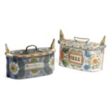 Two late 19th century Norwegian folk art painted pine food boxes, both decorated with flowers and