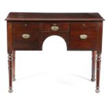 A William IV mahogany side table, the top with a moulded edge, above two deep drawers flanking a