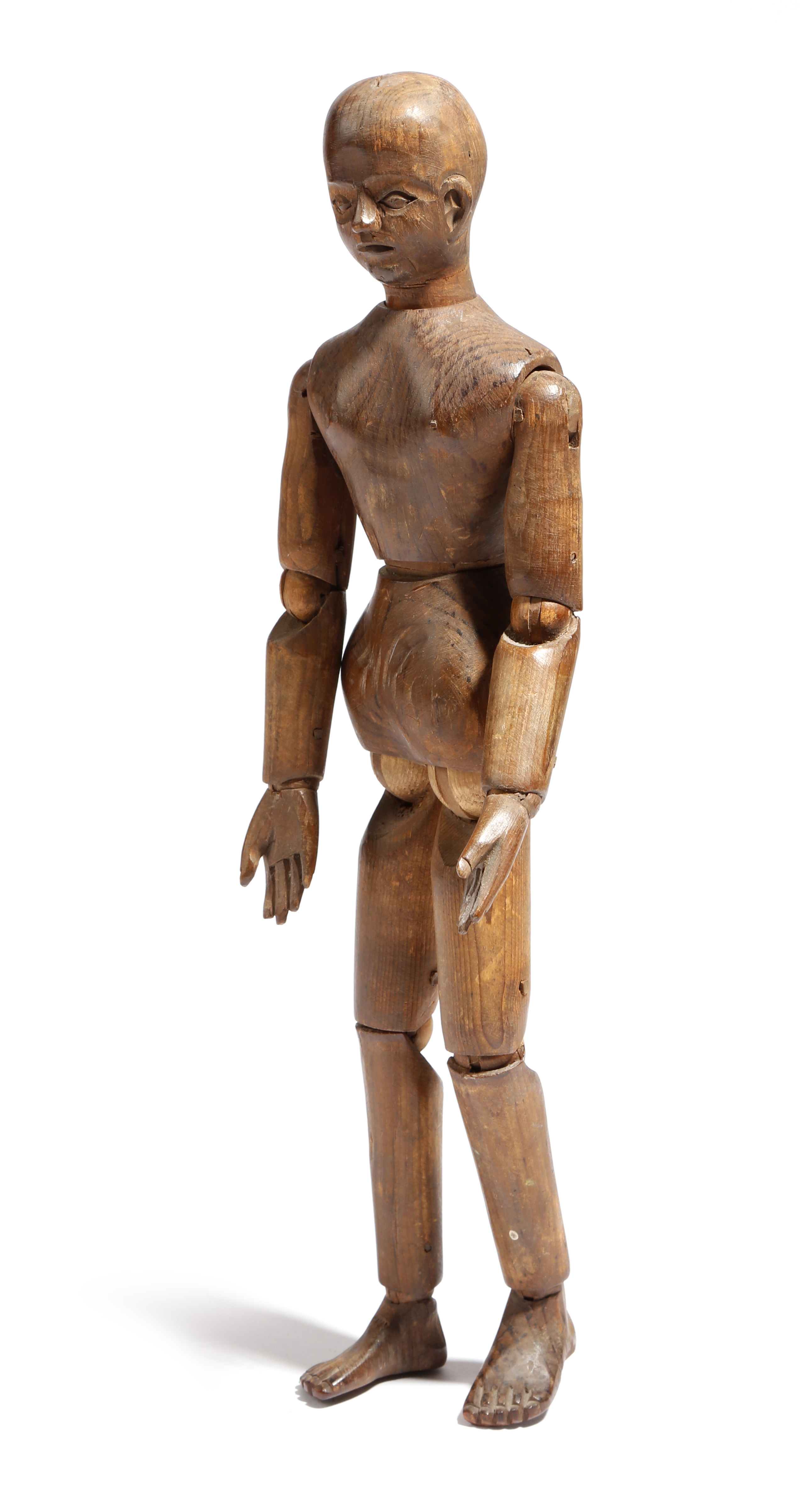 A late 19th century French pine artist's lay figure, with articulated arms and legs, with pencil - Image 2 of 3
