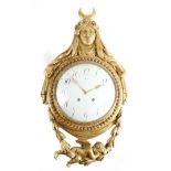 A rare late 18th century Swiss giltwood Neoclassical cartel clock, the eight day brass movement with